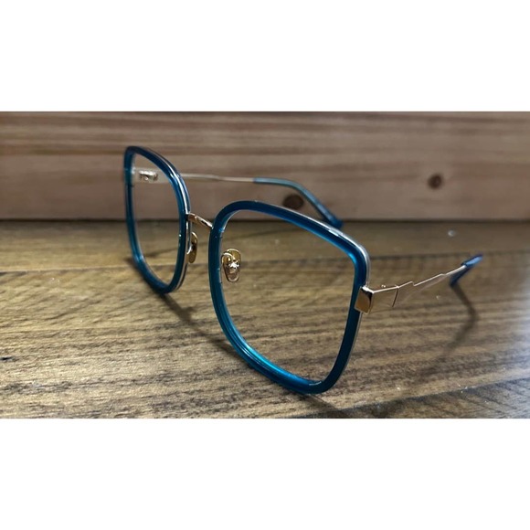 Womens teal square prescription-ready glasses  + case (56-20-140) - Picture 4 of 7